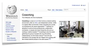 Coworking on Wikipedia: according to Brad Neuburg there are mistakes